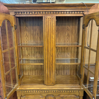Glass Door Oak China Cabinet