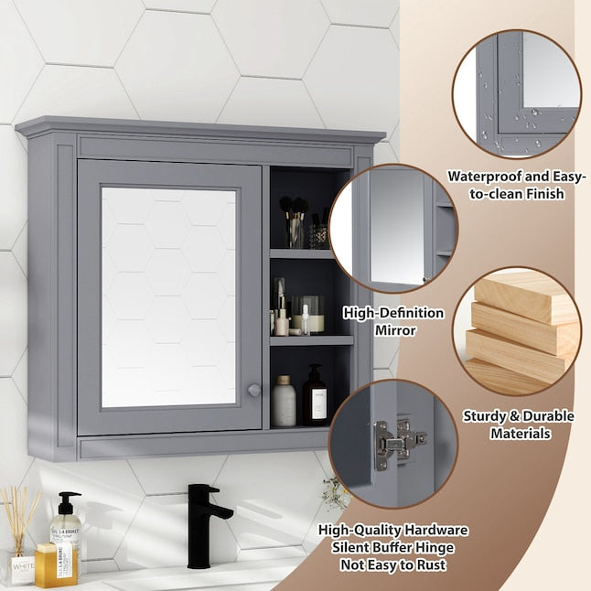LOVMOR Grey Bath Wall Cabinet