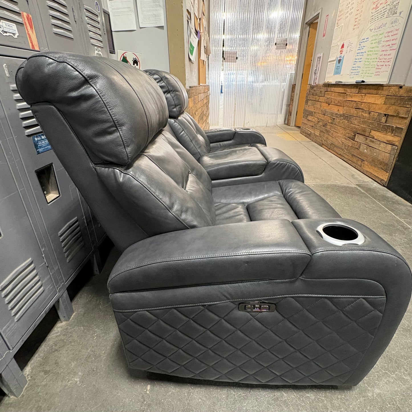 Grey Loveseat With Console