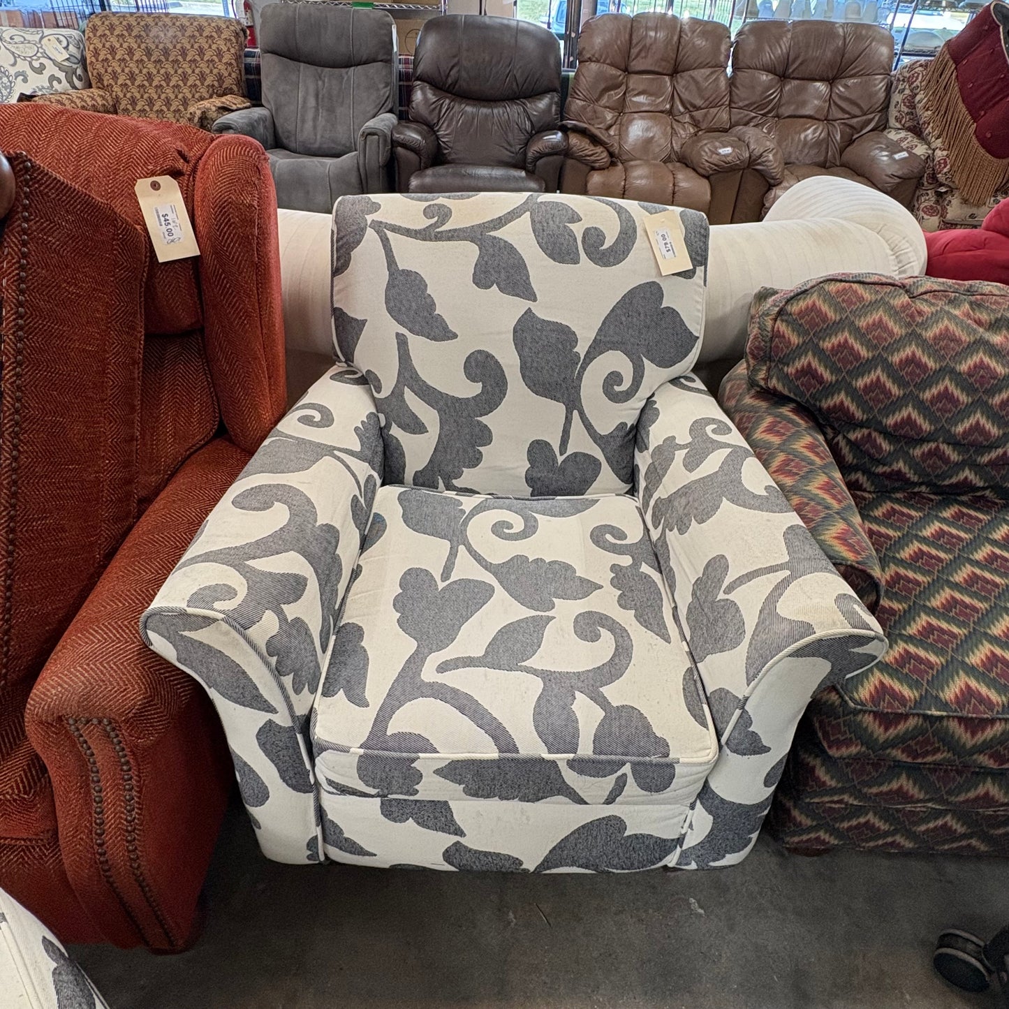 Floral  Arm Chair/ Ottoman