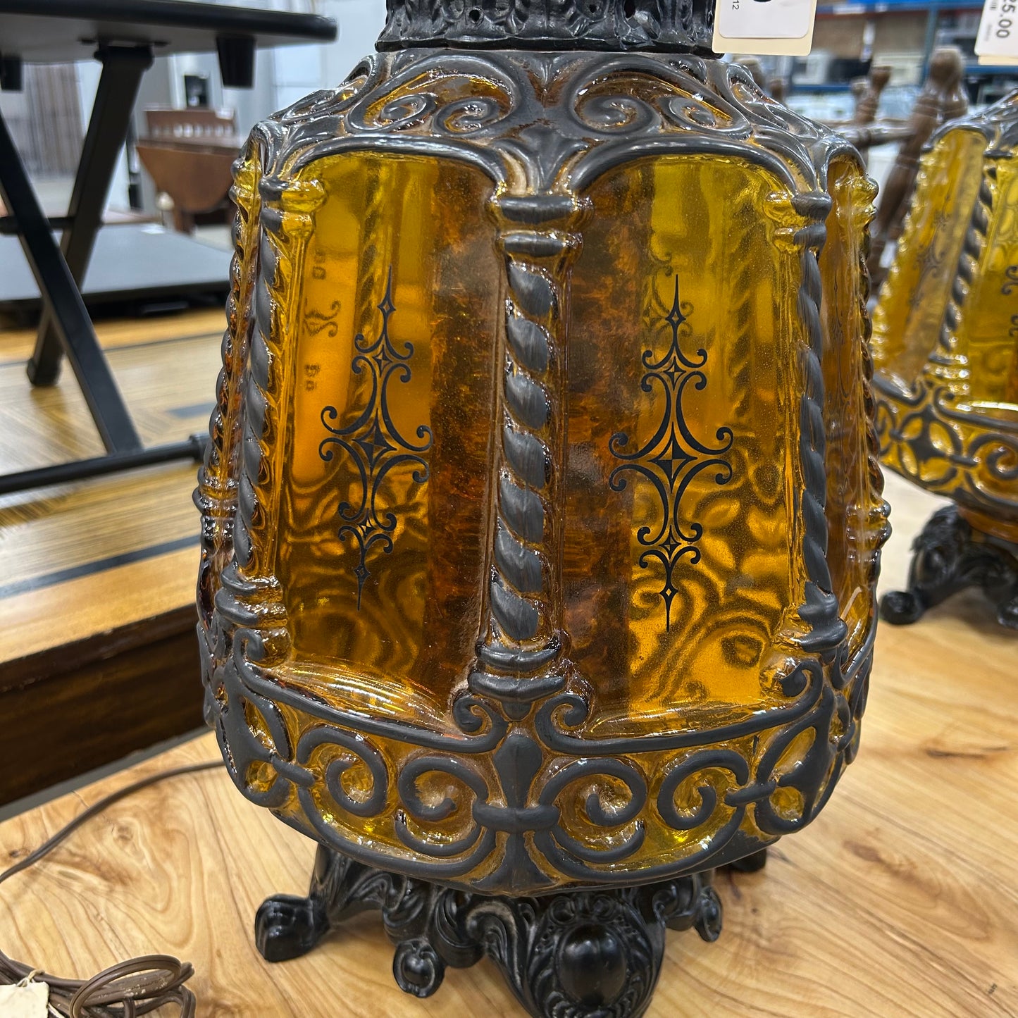 Gothic Amber Glass Table Lamp