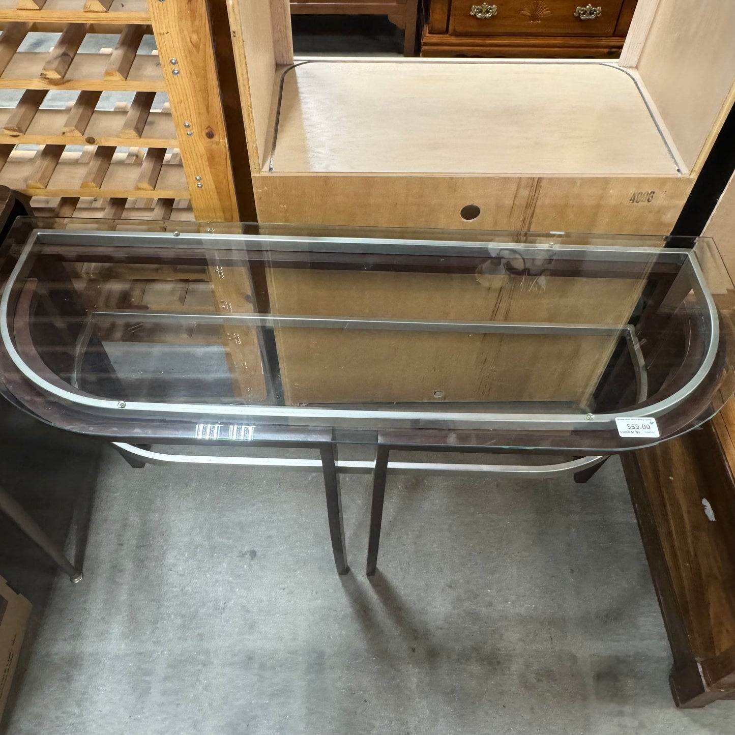 Brown Half Moon Entry Table