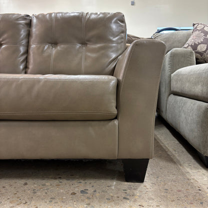 Beige Faux Leather Loveseat