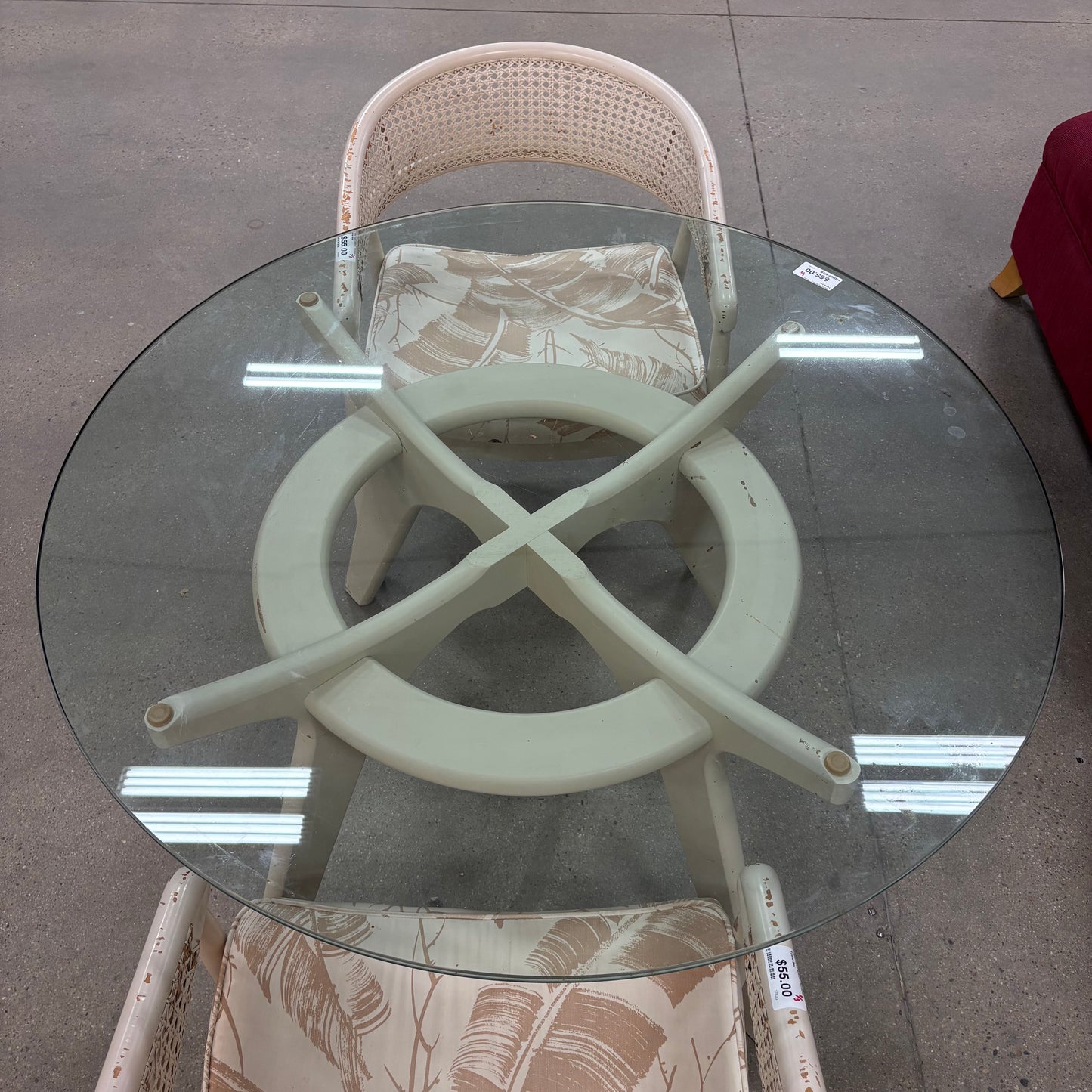 Glass-Top Cane Dining Set