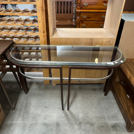 Brown Half Moon Entry Table