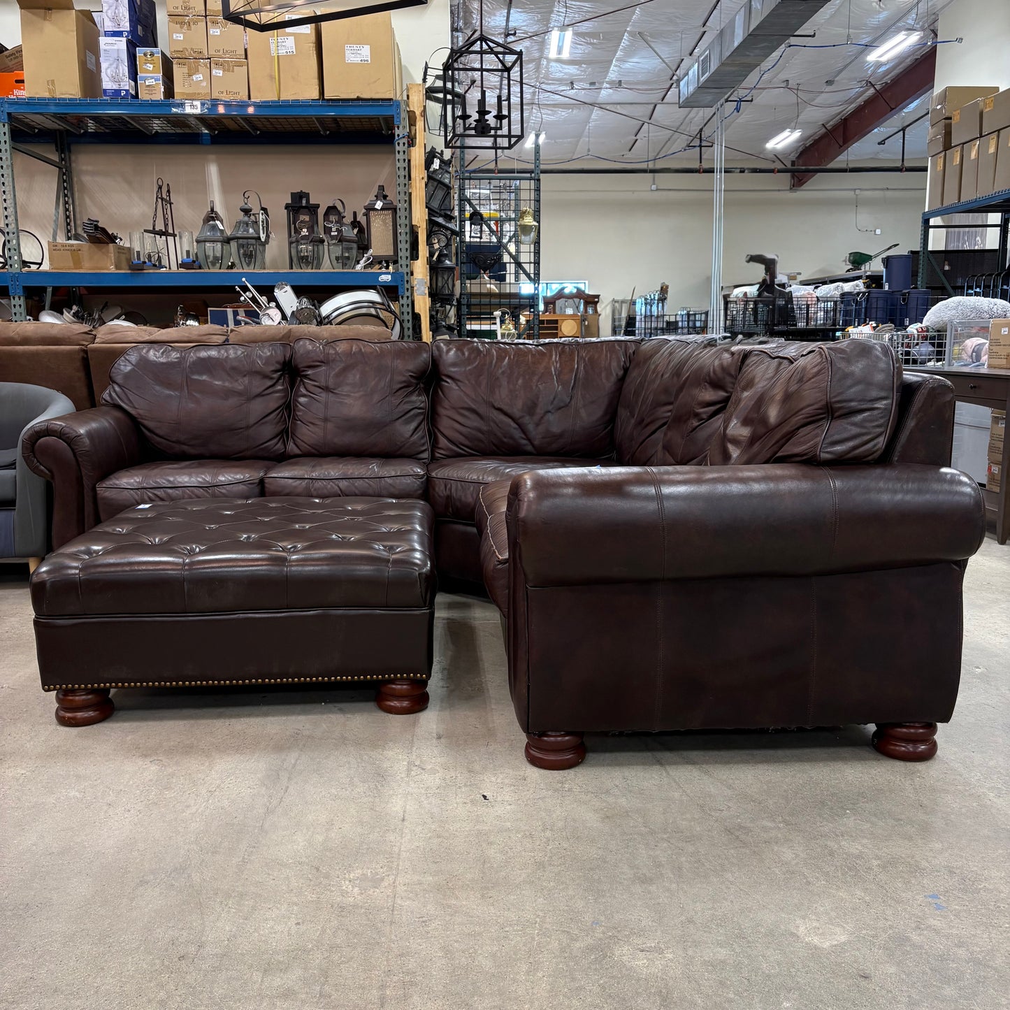 Brown Leather Sectional Set