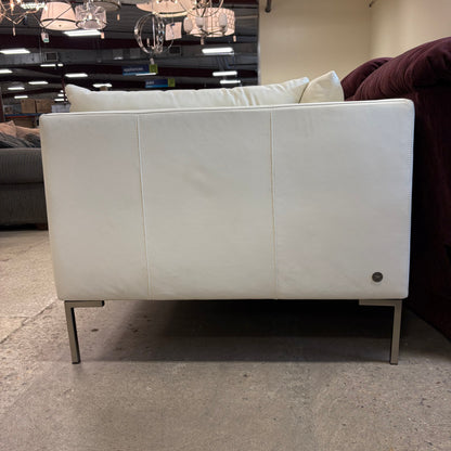 Cream Leather OpenEnd Loveseat