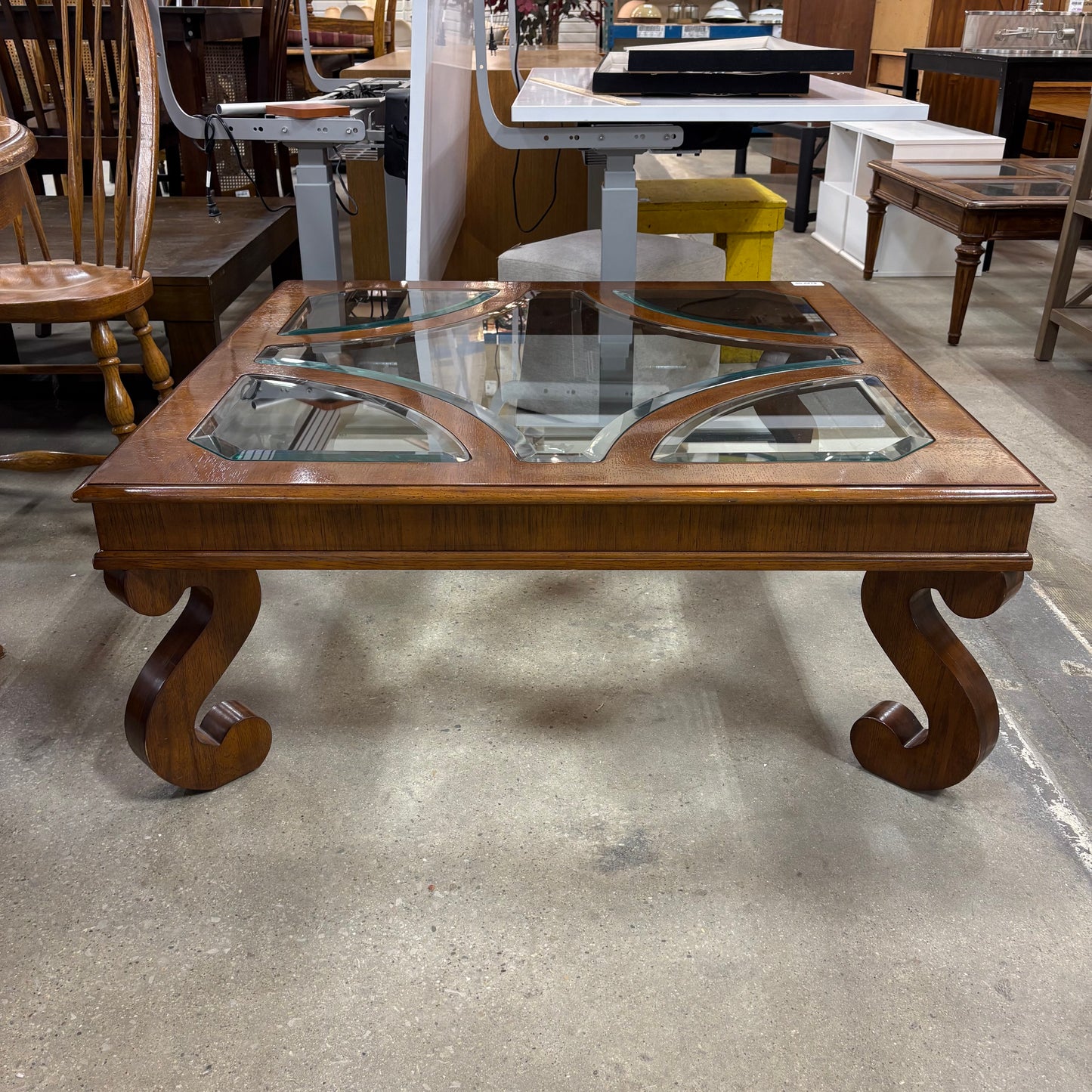 Square Glass-Inset CoffeeTable