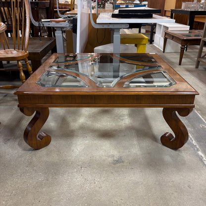 Square Glass-Inset CoffeeTable