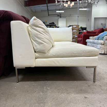 Cream Leather OpenEnd Loveseat