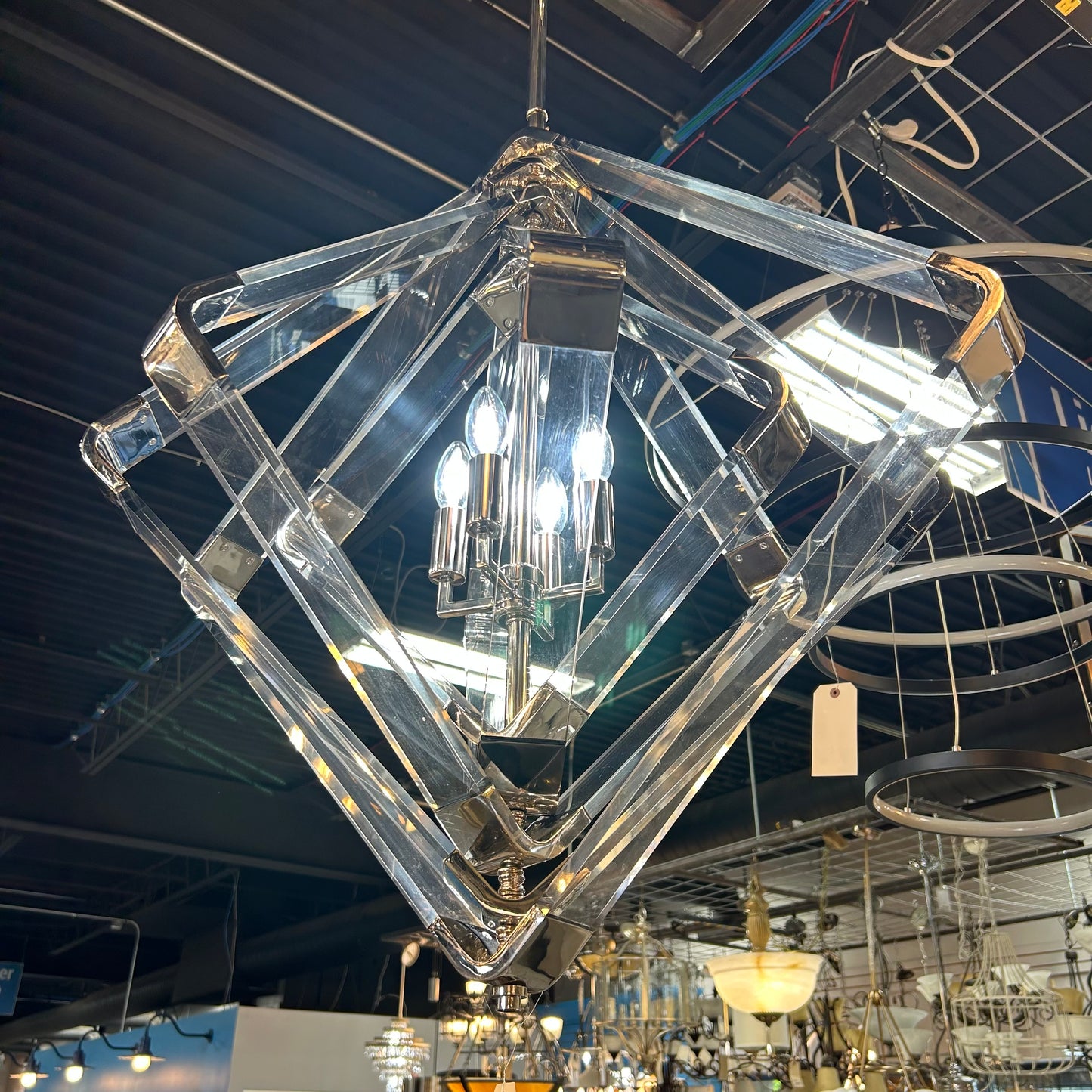 Lucite Diamond Light Fixture