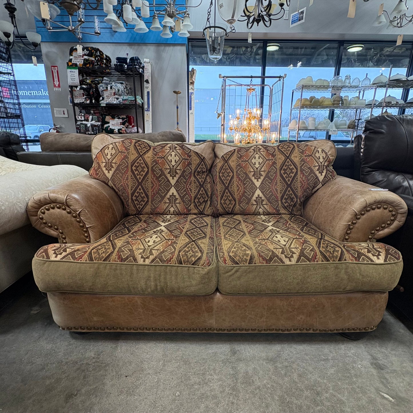 Rustic Nailhead Loveseat