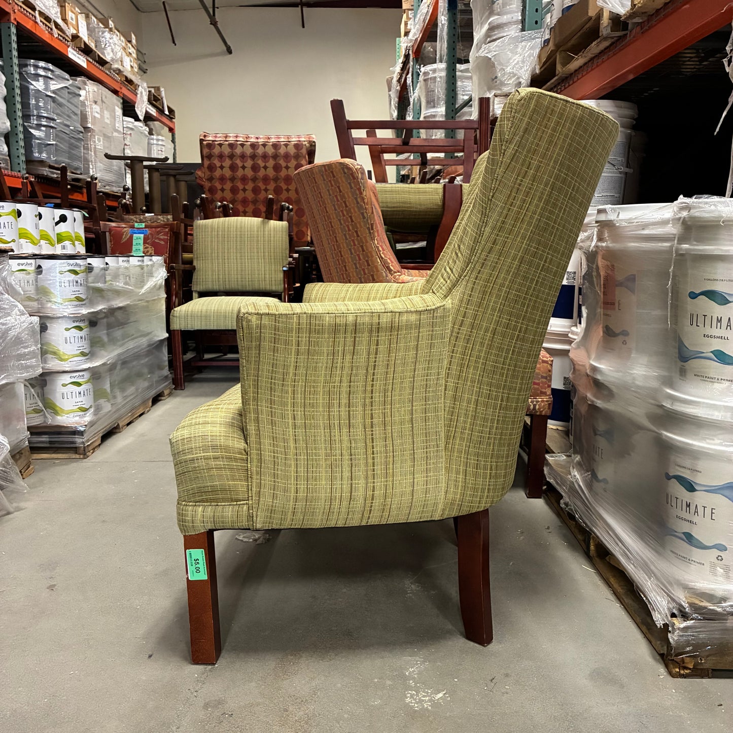 Moss Green Plaid Armchair