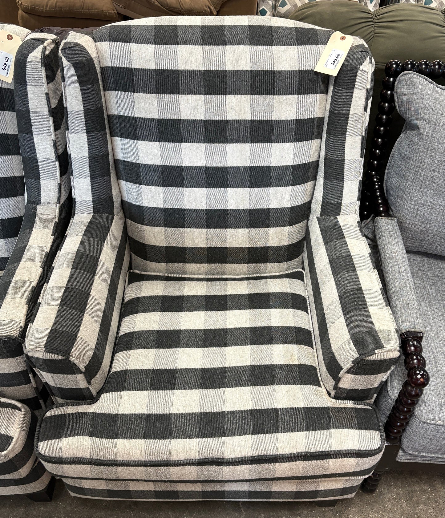 Buffalo Plaid Wingback Chair