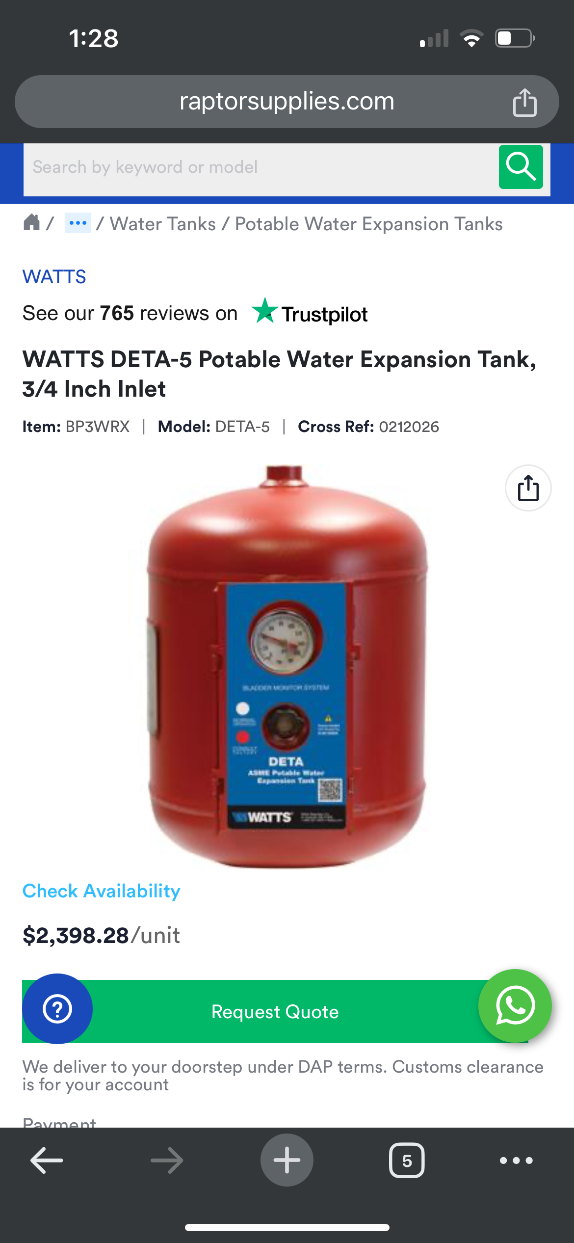 Potable Water Expansion Tank