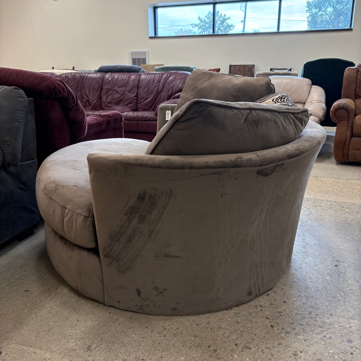 Taupe RoundSwivel Lounge Chair