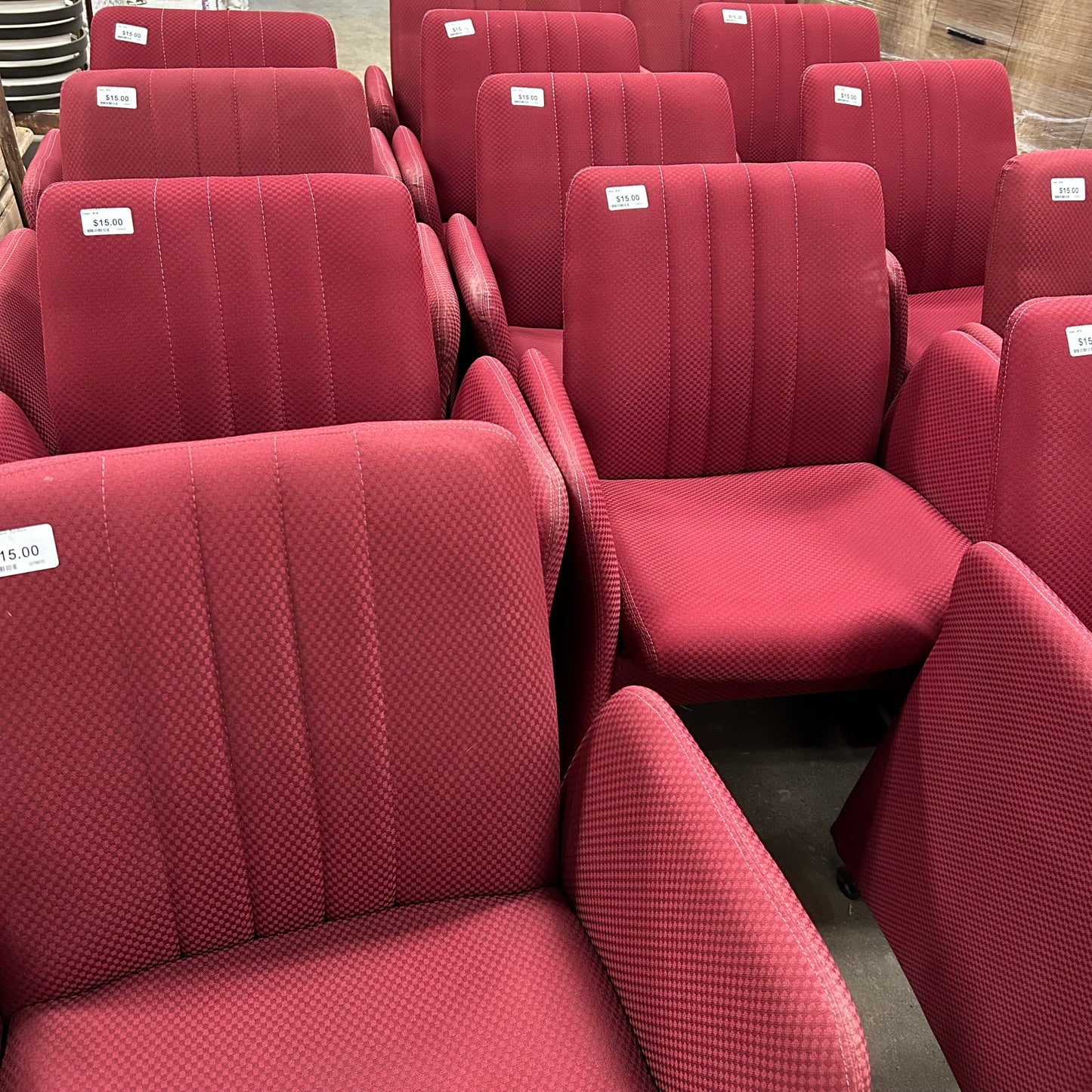 Red Rolling Theater Chairs