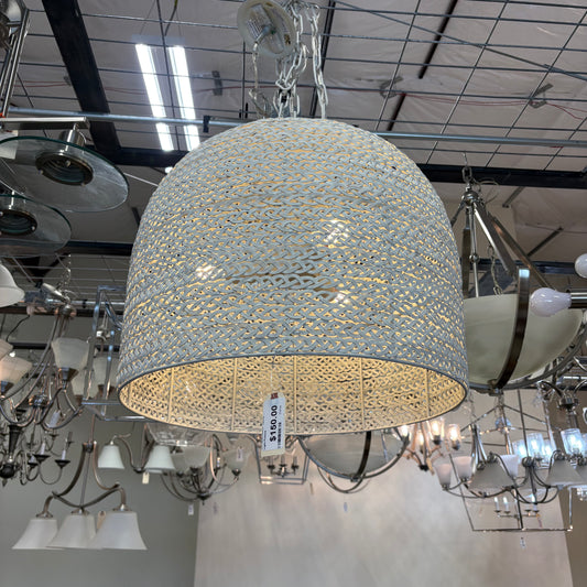 White Woven Pendant Light