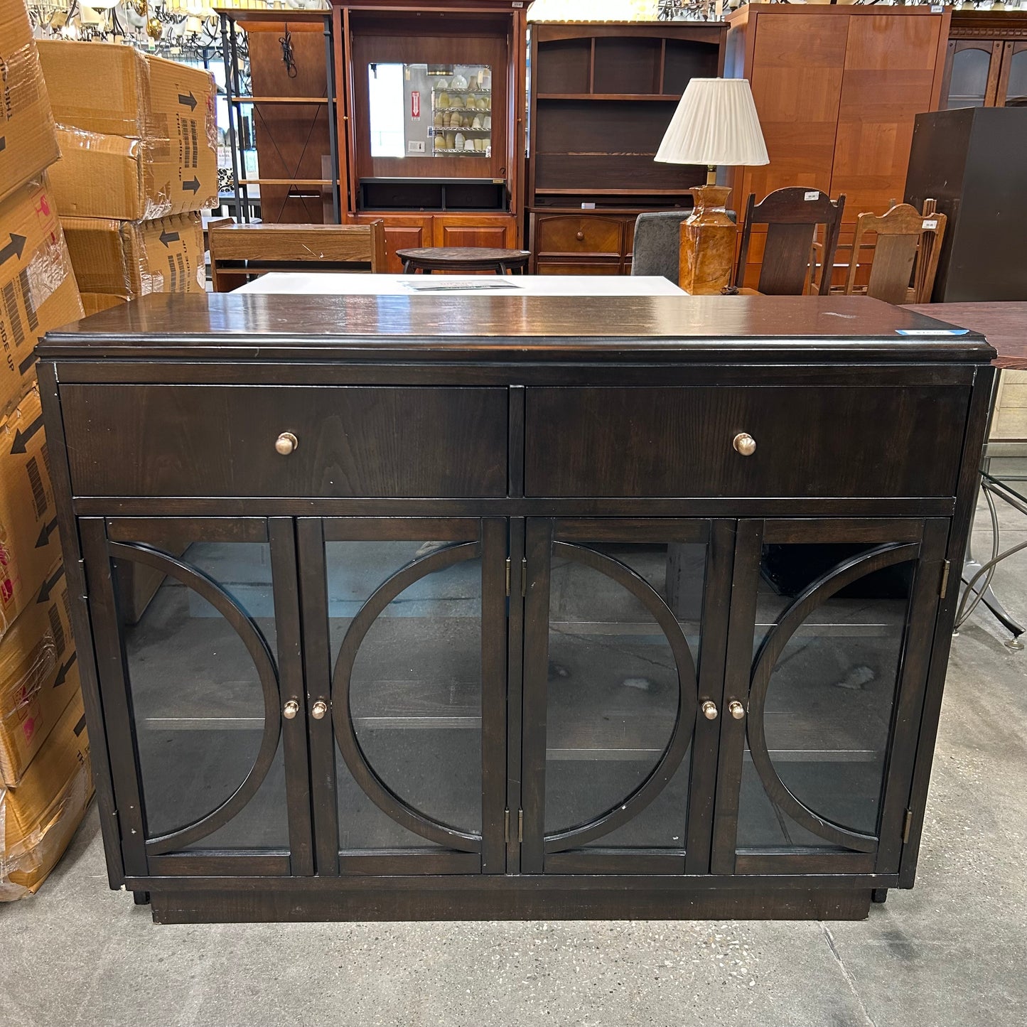 Lighted Console Curio Cabinet