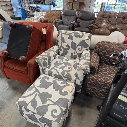 Floral  Arm Chair/ Ottoman