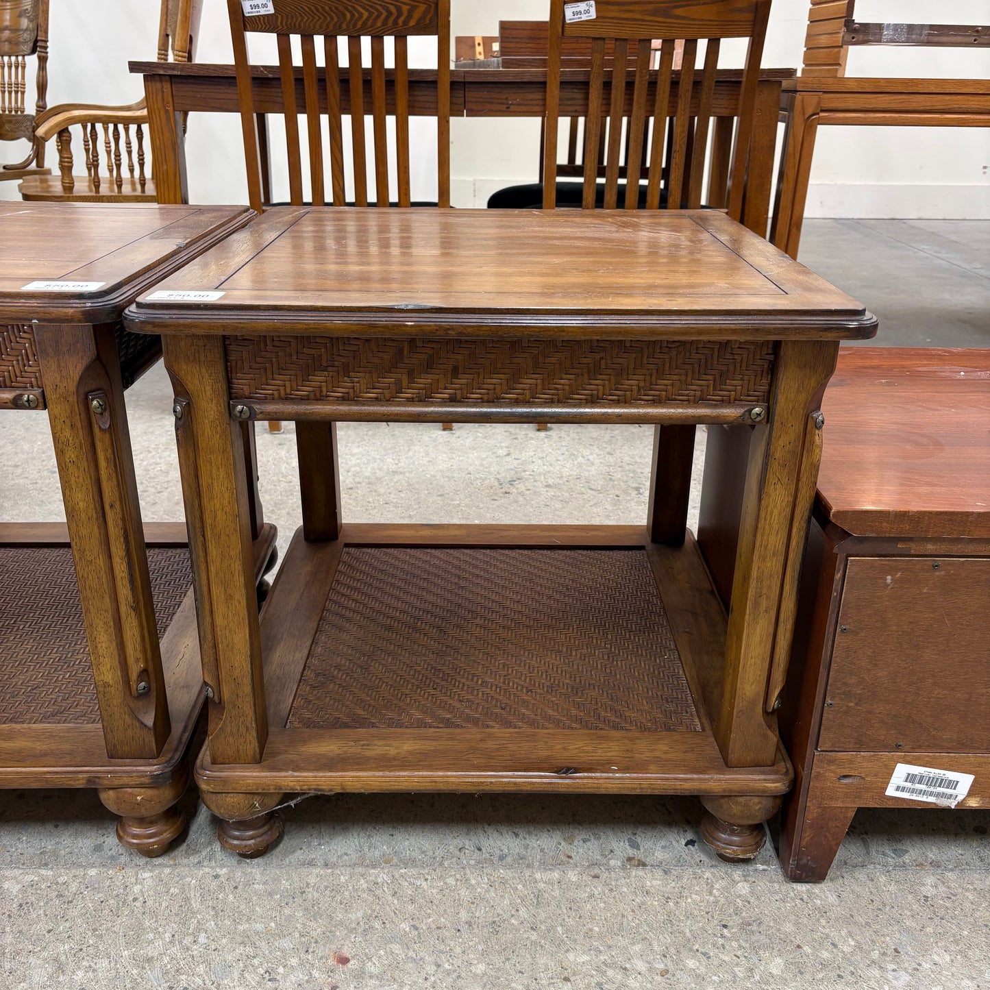 End Table w/ Wicker Detail