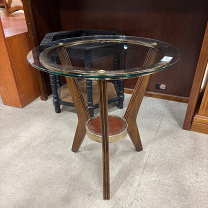 MCM-Style Glass-Top End Table