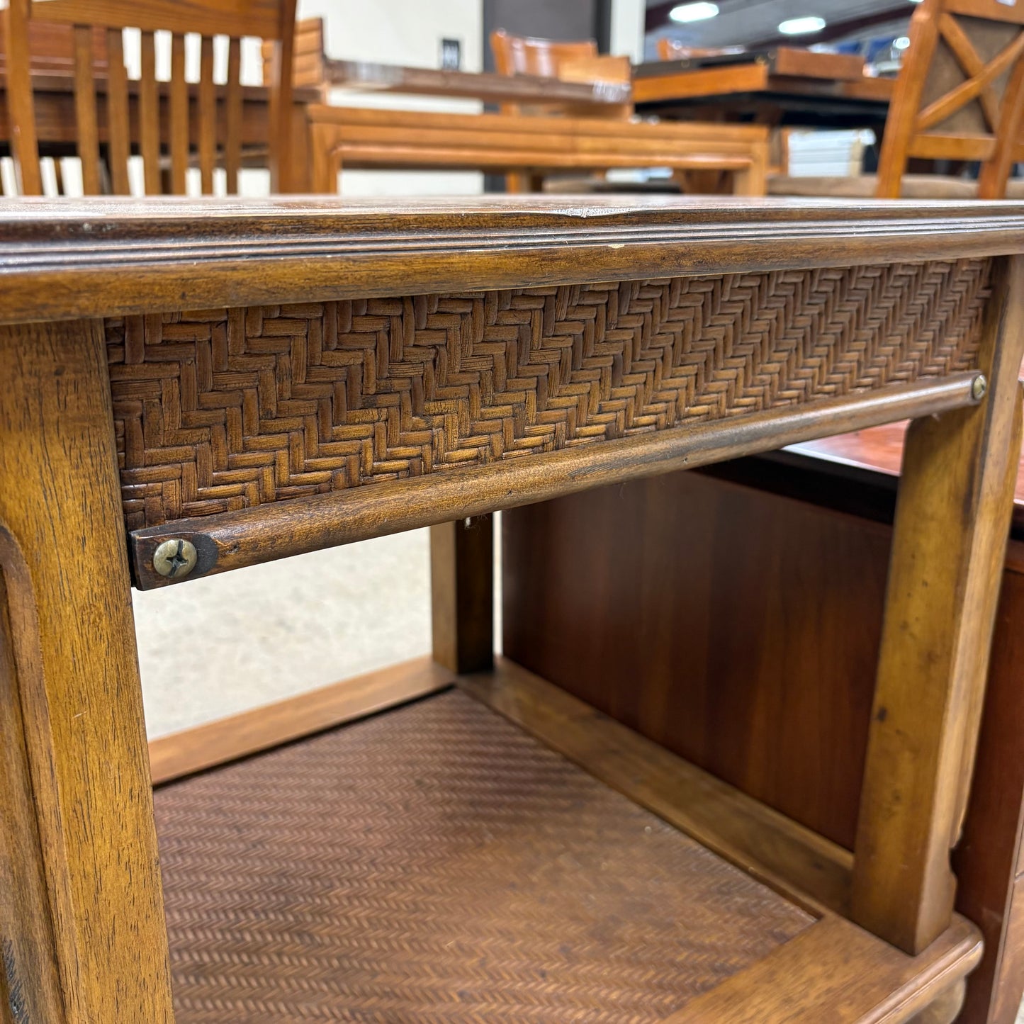 End Table w/ Wicker Detail