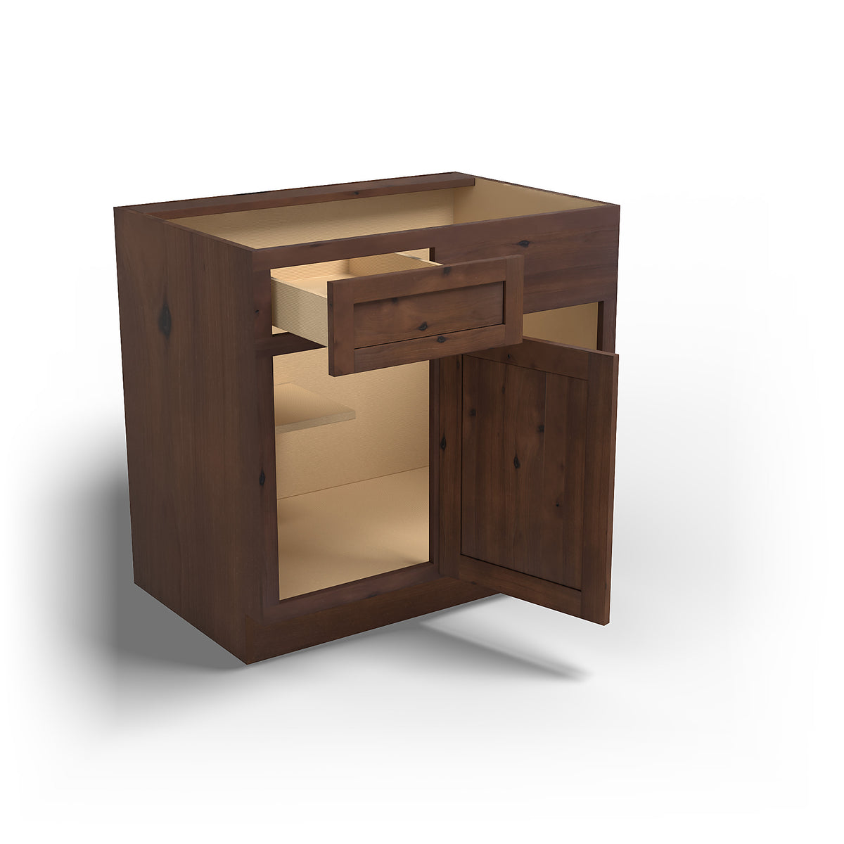 Special Order - 42" to 45" Blind Corner Base Cabinet Rustic Walnut - BBC42-45 Base Cabinets Corner Base Cabinets GHI Rustic Walnut Special Order SPRWS