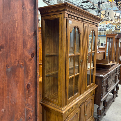 Glass Door Oak China Cabinet