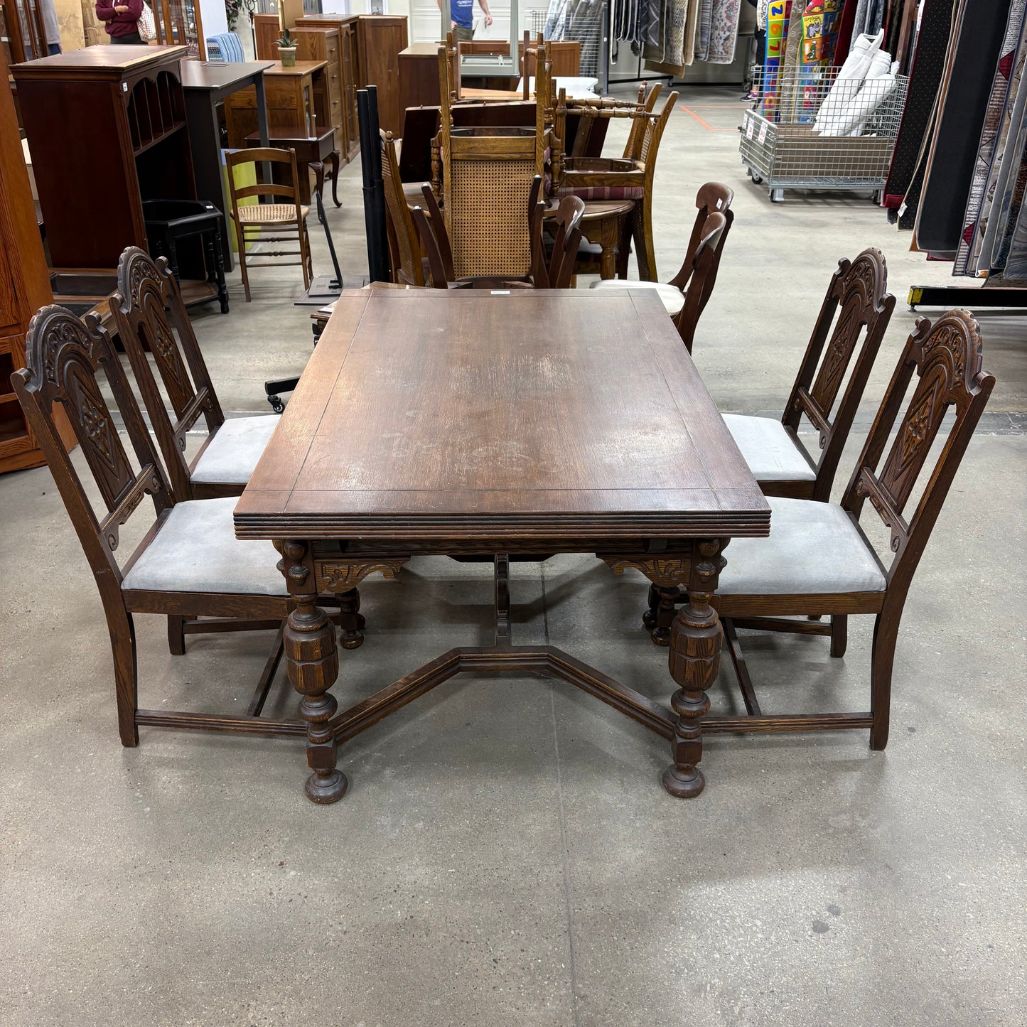 Antique Carved Oak Dining Set