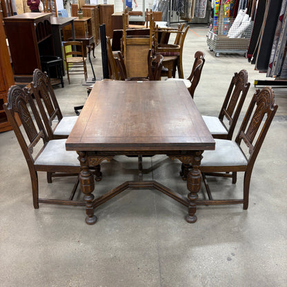 Antique Carved Oak Dining Set