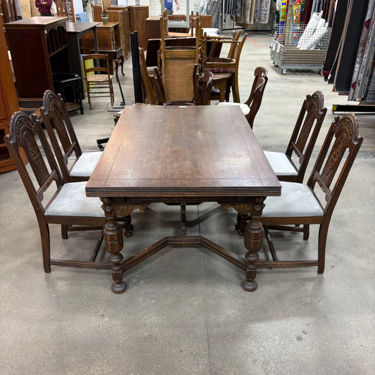 Antique Carved Oak Dining Set