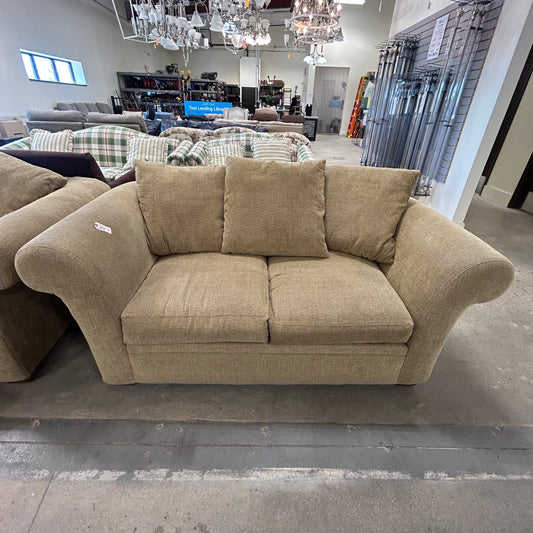 Beige Curved Arm Loveseat