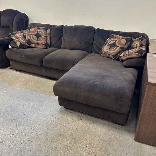 2 Pc Brown L Sectional