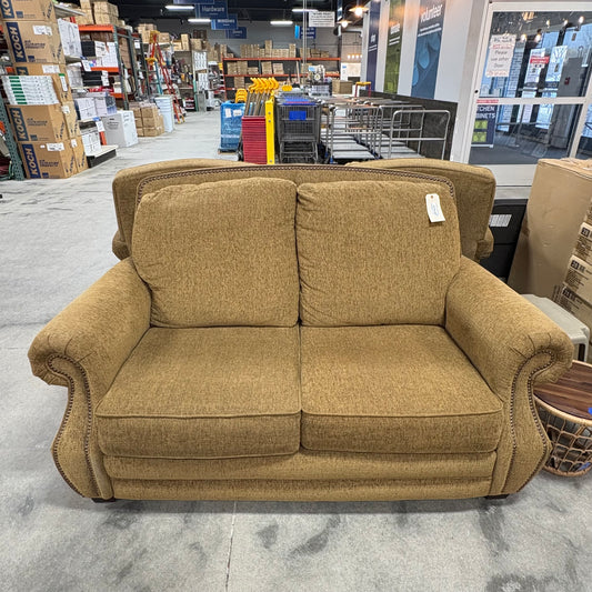 Nailhead Trim Brown Loveseat