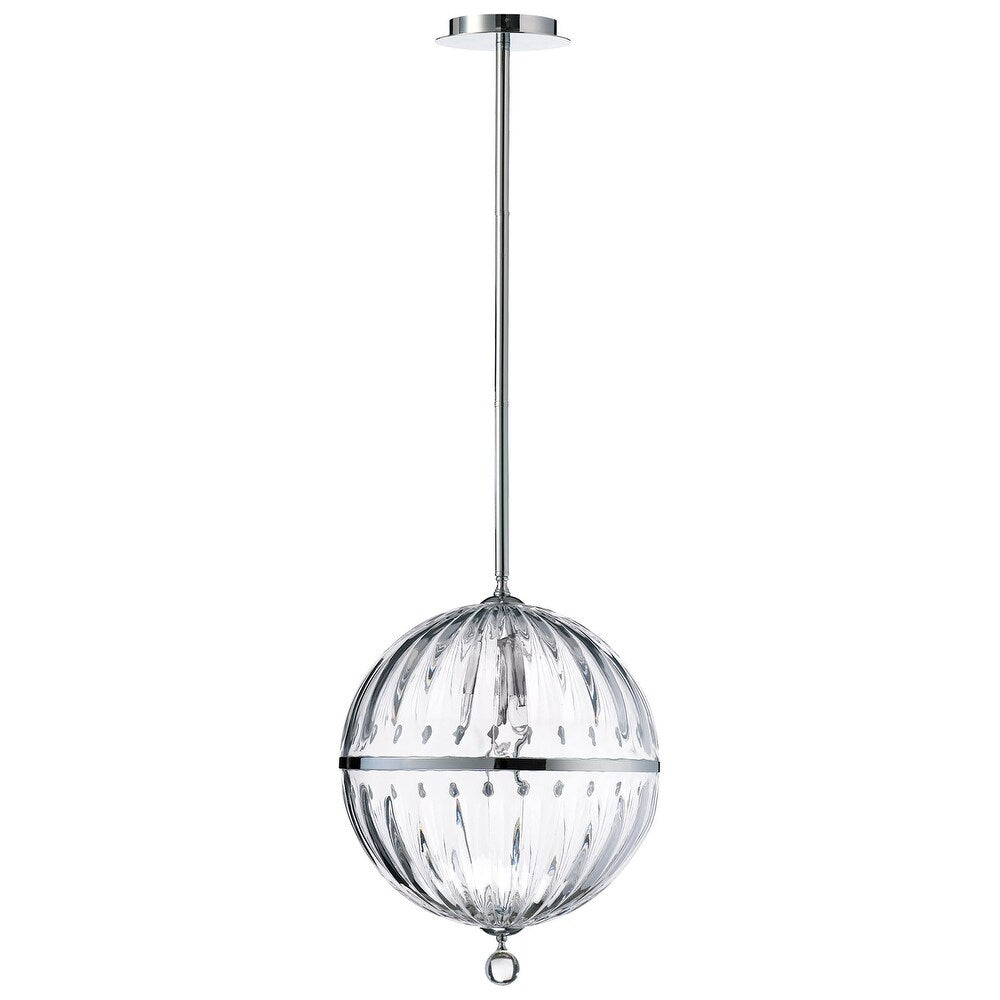 Fluted Glass & Chrome Pendant