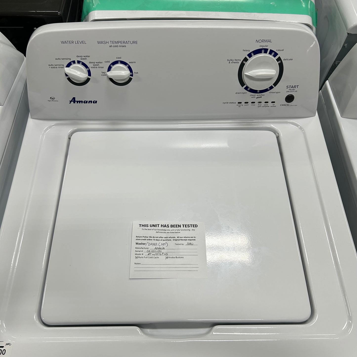 Amana Washer/Elec Dryer Set