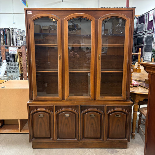 Vintage GlassDoor Walnut Hutch
