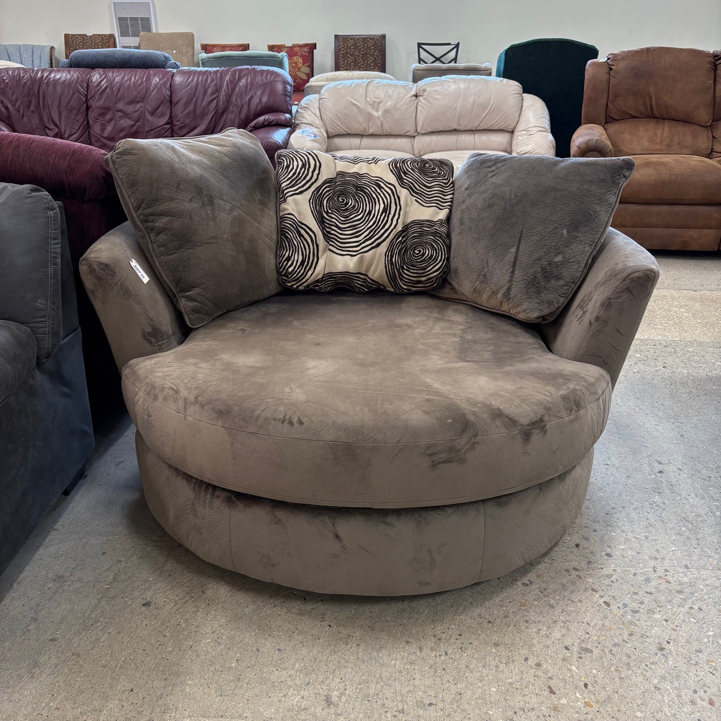 Taupe RoundSwivel Lounge Chair