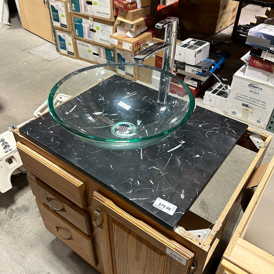 25" Vanity Top & Glass Sink