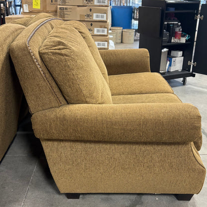 Nailhead Trim Brown Loveseat