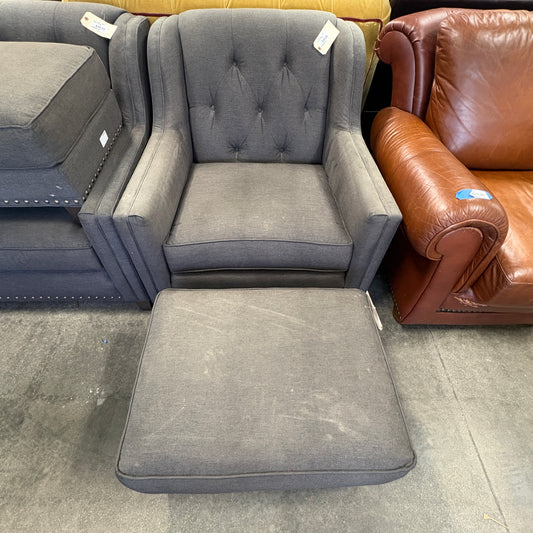 Gray Tufted Chair & Ottoman