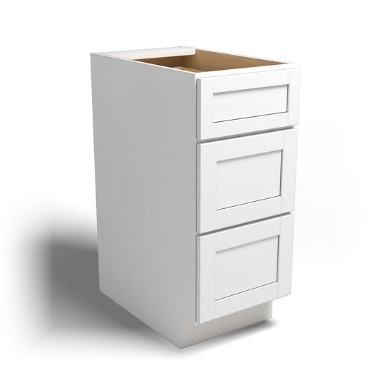 15" Drawer Base Cabinet Arcadia White Shaker - DB15