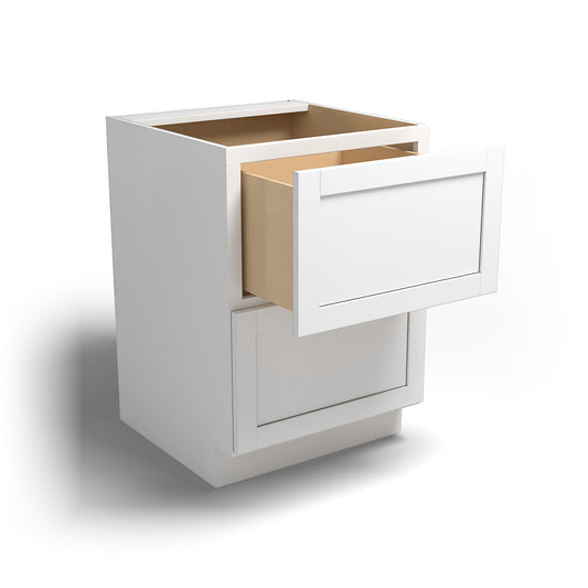 Special Order - 24" Drawer Base Cabinet with 2 Drawers Arcadia White Shaker - DB24-2 Arcadia White Base Cabinets Drawer Bases GHI SPACW Special Order