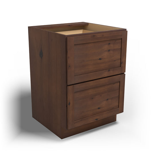 Special Order - 24" Drawer Base Cabinet 2 Drawers Rustic Walnut - DB24-2 Base Cabinets Drawer Bases GHI Rustic Walnut Special Order SPRWS