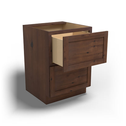 Special Order - 24" Drawer Base Cabinet 2 Drawers Rustic Walnut - DB24-2 Base Cabinets Drawer Bases GHI Rustic Walnut Special Order SPRWS