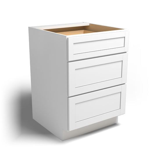 Special Order - 24" Drawer Base Cabinet with 3 Drawers Arcadia White Shaker - DB24 Arcadia White Base Cabinets Drawer Bases GHI SPACW Special Order
