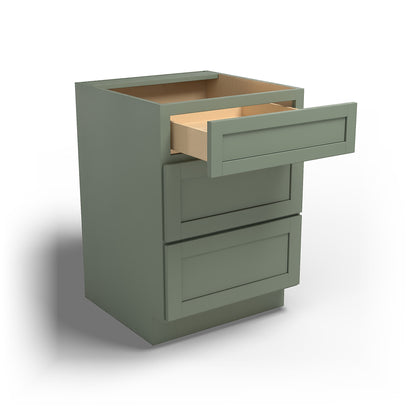 Special Order - 24" Drawer Base Cabinet with 3 Drawers Forest Green - DB24