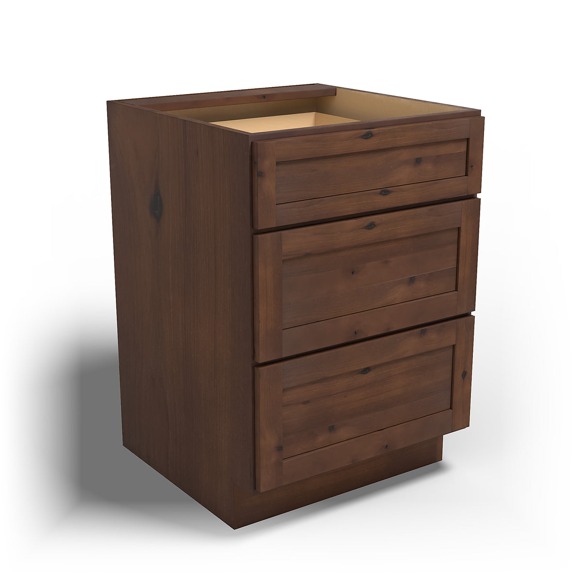 Special Order - 24" Drawer Base Cabinet 3 Drawers Rustic Walnut - DB24 Base Cabinets Drawer Bases GHI Rustic Walnut Special Order SPRWS