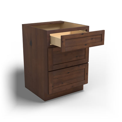 Special Order - 24" Drawer Base Cabinet 3 Drawers Rustic Walnut - DB24 Base Cabinets Drawer Bases GHI Rustic Walnut Special Order SPRWS